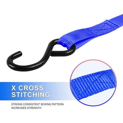 Ratchet Tie Down Straps 4-Pack 15FT 1, 500 lb Break Strength Heavy Duty with Soft Loops & Storage Bag – High-Visibility Webbing