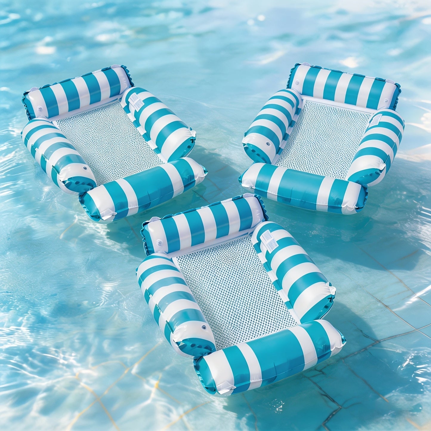 Striped Mesh Pool Float Chair Set, 110cm Size in Blue, Dark Blue, Pink or Mixed Two- and Three-Piece Options