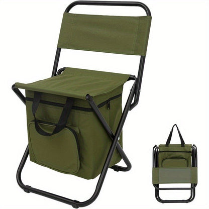 Folding Backpack Camping Chair with Backrest & 12.4L Storage Bag, Lightweight 265 lb Stool for Fishing & Events