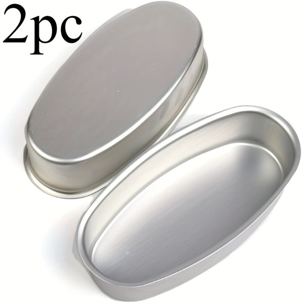 Nonstick Oval Cheese Bread Pan Set of 2, Aluminum Baking Pan for Bread, Cake and Meat, Oven Safe Loaf Mold for Home and Bakery