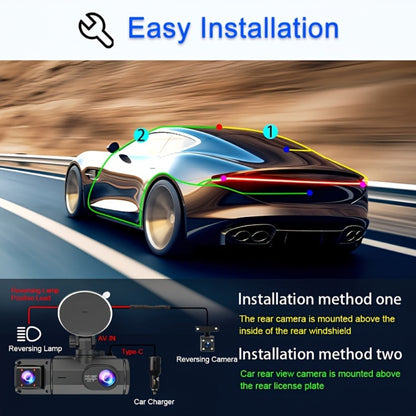1080P-Labeled Dash Camera with Two- or Three-Lens Options, Screen and Optional WiFi or 32GB Card