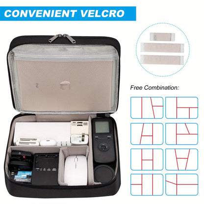 Cable Organizer Bag for Travel Double Layer, Electronics Case with Removable Dividers, Cables, Chargers