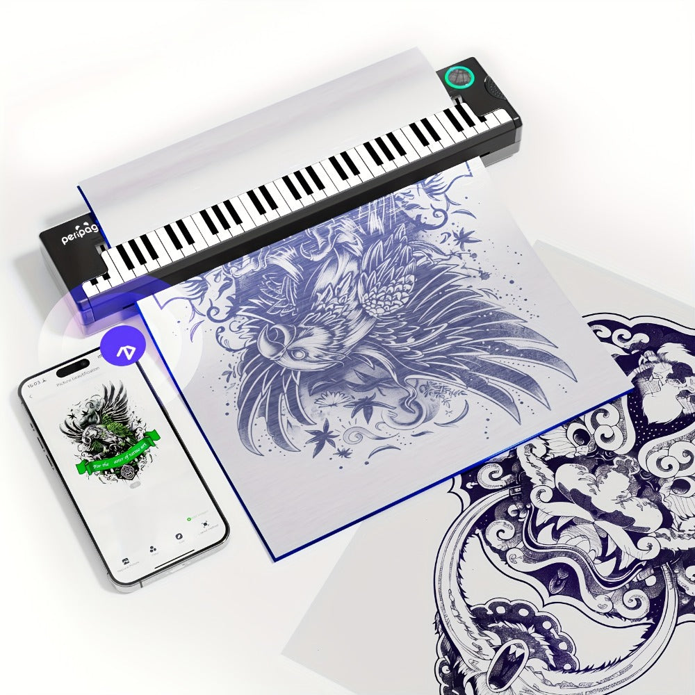 Thermal Tattoo Transfer Paper 40 Sheets Peripage Ink-Free A4 Stencil Paper High Definition Fast Imaging for Tattoo Stencil Printer