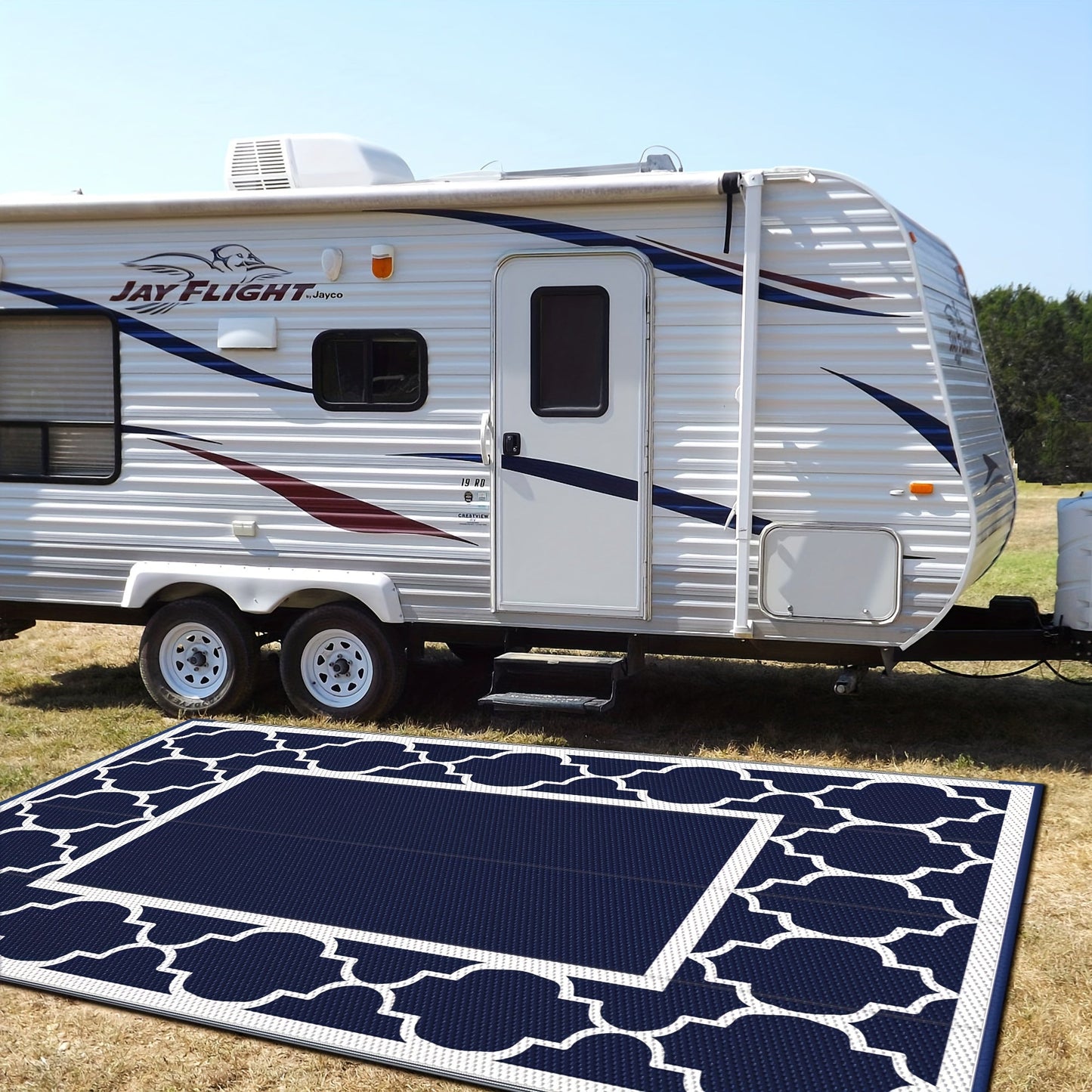 Outdoor Reversible Plastic Straw Rug for Patio Deck RV Camping – Waterproof UV-Resistant Lightweight Mat, Multiple Sizes & Colors