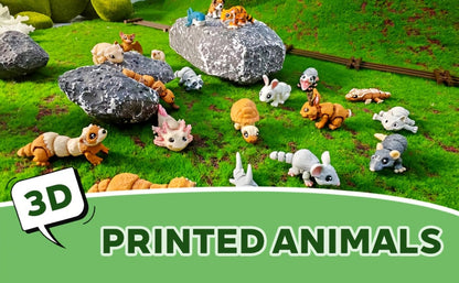 3D Printed Animal Figurines Set 21pcs, Mini Movable Joints Realistic Collectible Animal Statues for Adults