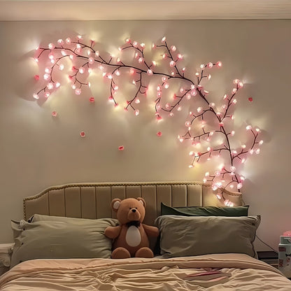 Cherry Blossom Tree Light 48 LED Artificial Flower Branch Lamp Bedroom Wall Decor Atmosphere for Entryways, Bedrooms and Living Spaces