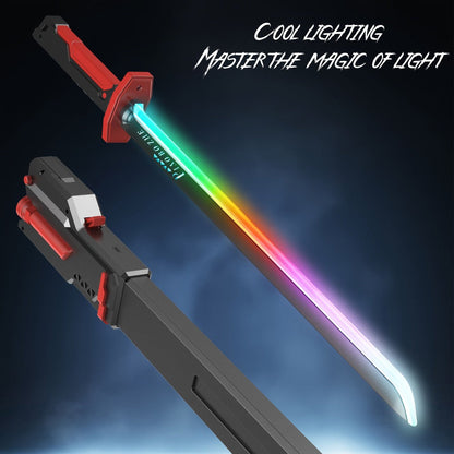 LED Light Katana Sword 31.5", Pro Cosplay Luminous Saber with Spark-on-Draw, Multi-Color LED