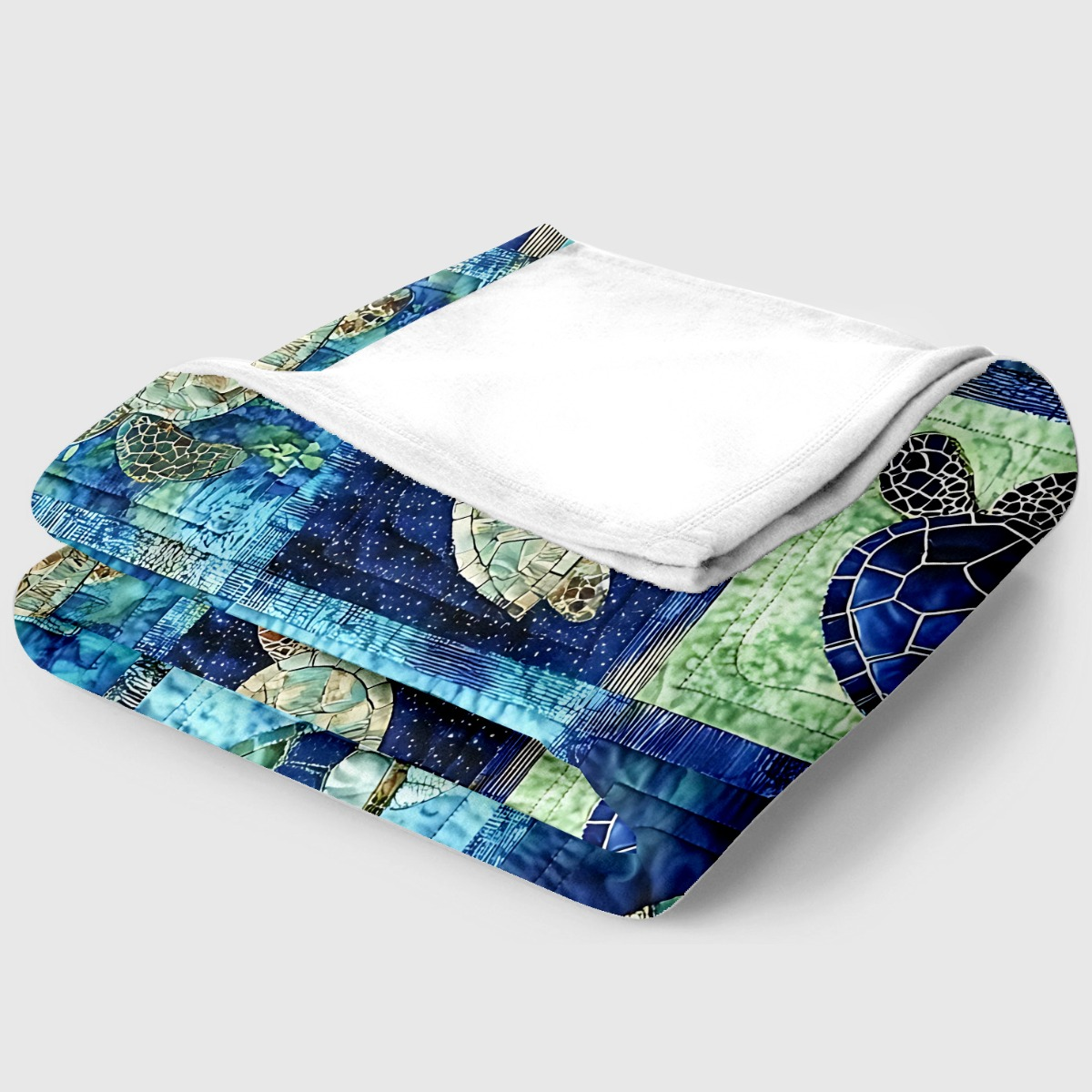 1pc Underwater Turtle Splicing Pattern Blanket- Home Furnishings Bedding Throw for Sofa Bed for Sofas, Beds and Everyday Home Comfort