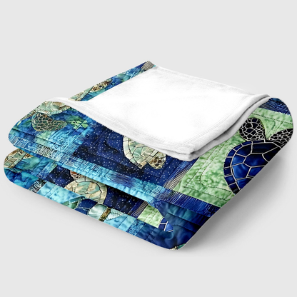 1pc Underwater Turtle Splicing Pattern Blanket- Home Furnishings Bedding Throw for Sofa Bed for Sofas, Beds and Everyday Home Comfort