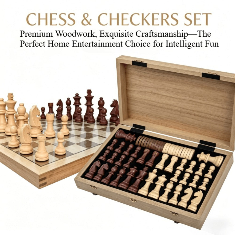 Folding Chess Set 33 Pieces with Board & Gift Box – Travel Portable Strategy Game for Kids Adults Beginners