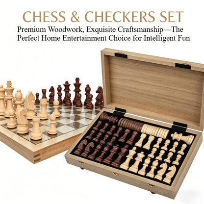 Folding Chess Set 33 Pieces with Board & Gift Box – Travel Portable Strategy Game for Kids Adults Beginners