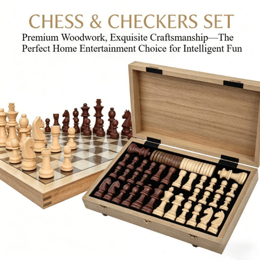 Folding Chess Set 33 Pieces with Board & Gift Box – Travel Portable Strategy Game for Kids Adults Beginners