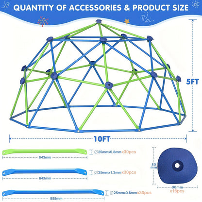 10FT Kids Climbing Dome with Hammock Swing Disc Swing Backyard Jungle Gym Steel Frame Outdoor Play Equipment 1000 LBS Capacity Gift for Boys