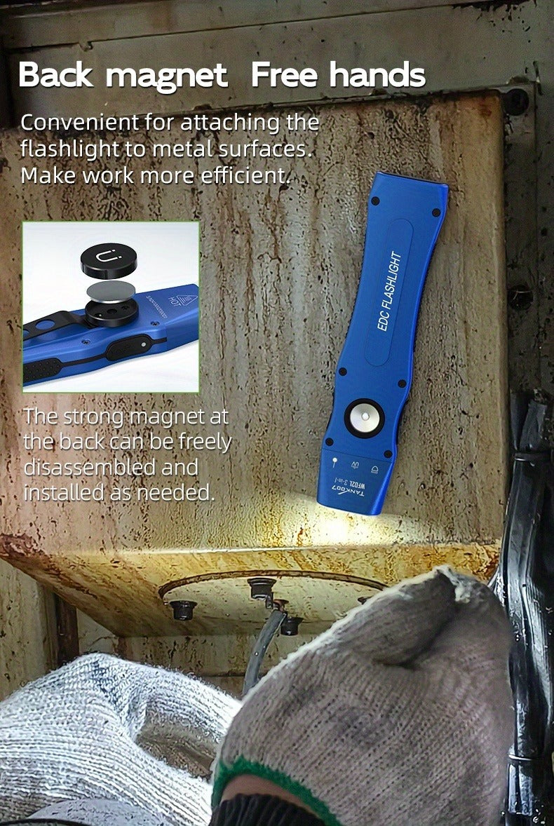 Flashlight 3-in-1 White, UV365 and Green Light Torch with Side Magnet in Black or Blue for Inspection