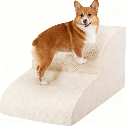 Dog Stairs for High Beds & Sofa – Extra Wide Foam Pet Steps with Non-Slip Bottom, Soft Cushioned Dog Ramp for Couch, Ideal for Small Dogs
