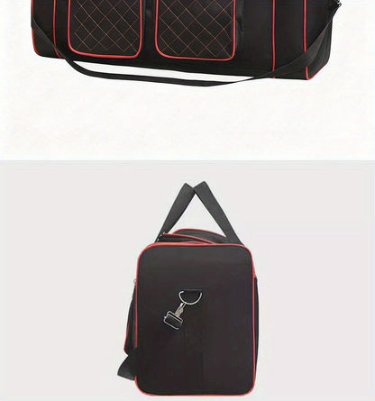 Gym Duffel Bag Large Capacity Travel Bag for Men Women Heavy Duty Polyester Multi Pocket Adjustable Shoulder Strap Zipper Closure