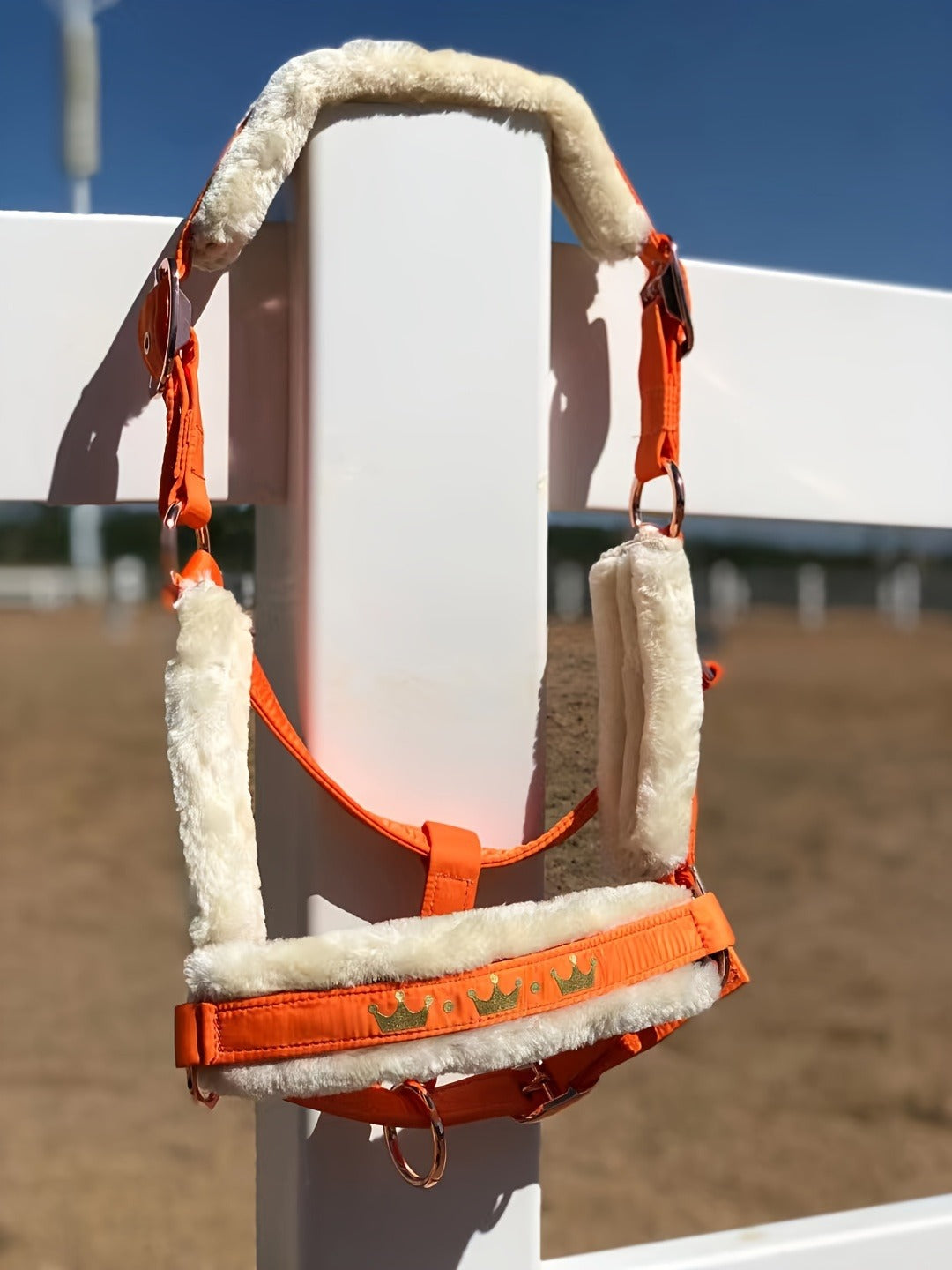 Horse Halter with Detachable Faux Fur Band & Glossy Buckle – Adjustable Head Collar for Horses, Available in 15 Colors & 3 Sizes FULL COB