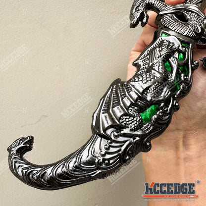 Medieval Fantasy Fixed Blade Knife with Scabbard – 9" Dragon Cosplay Collectible Dagger, 440 Stainless Steel