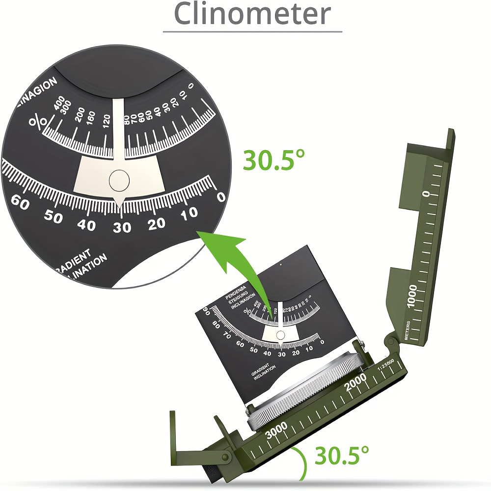 Survival Compass with Inclinometer & Carrying Bag – Sighting Compass for Camping, Hiking, Hunting, Geology & Navigation Activities (Green