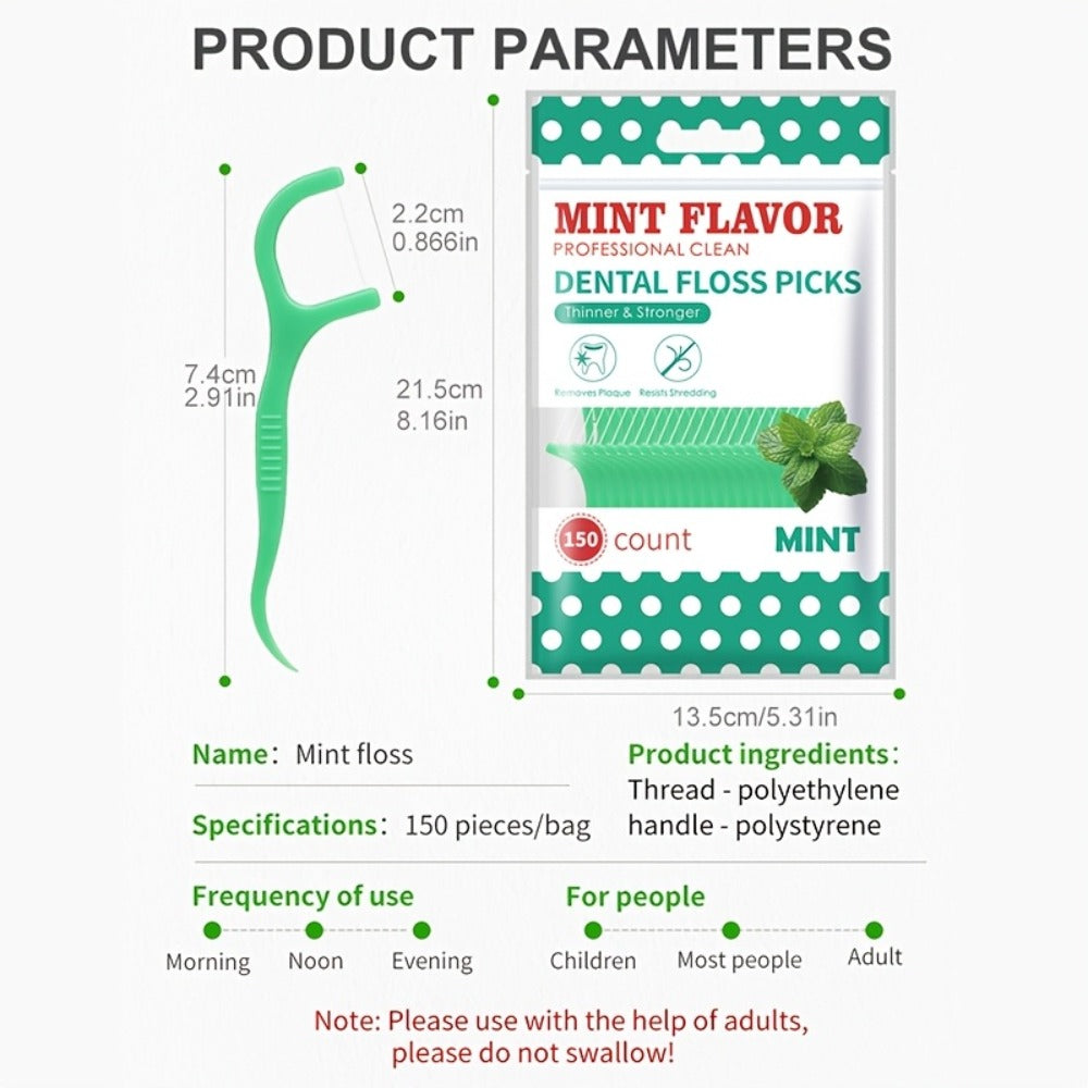 Mint Floss Picks 600 Count – Ultra-Fine Disposable Dental Floss Sticks, Interdental Cleaning, Plaque Removal, Fresh Breath