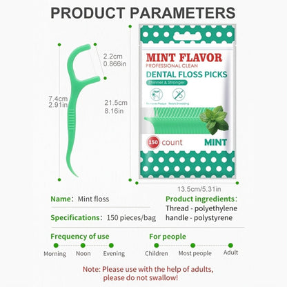 Mint Floss Picks 600 Count – Ultra-Fine Disposable Dental Floss Sticks, Interdental Cleaning, Plaque Removal, Fresh Breath