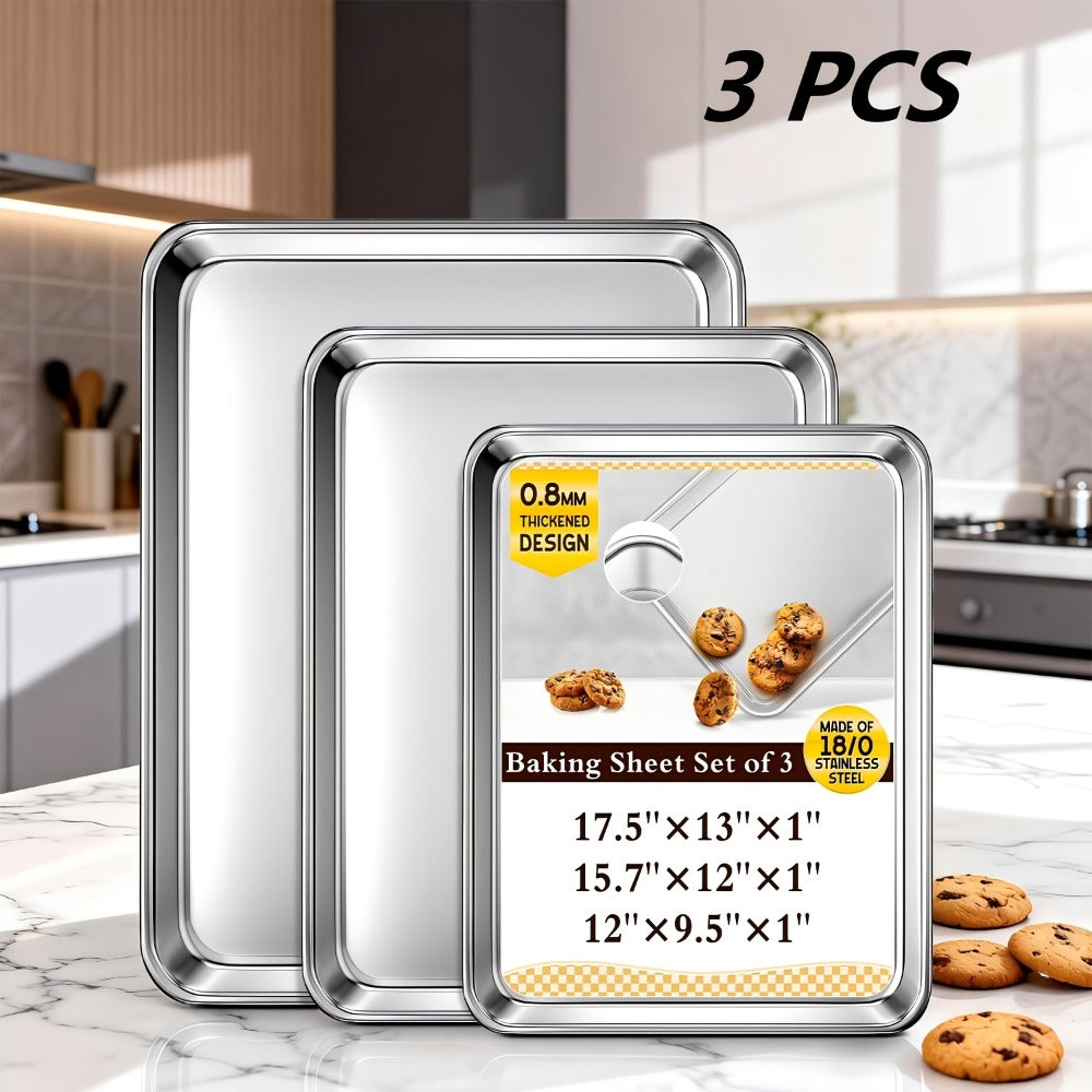 Baking Sheet and Rack Set Stainless Steel Half Sheet Pan with Cooling Rack Rust Free for Cookie for Grilling, Camping and Outdoor Meals