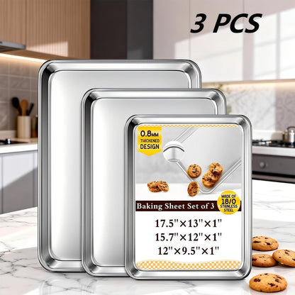 Baking Sheet and Rack Set Stainless Steel Half Sheet Pan with Cooling Rack Rust Free for Cookie for Grilling, Camping and Outdoor Meals