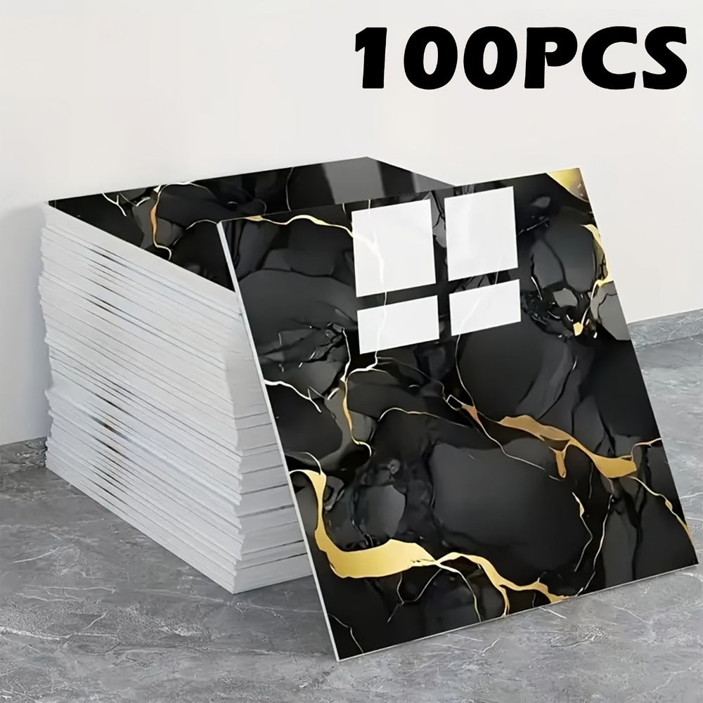 Peel and Stick Wall Tiles 50/100pcs PVC Marble Self Adhesive Vinyl Tile Stickers for Bathroom Kitchen Living Room
