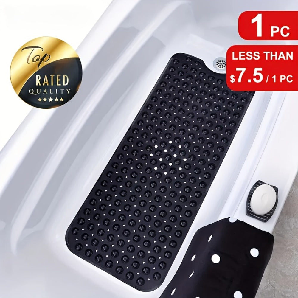 Non-Slip Bath Mat with Suction Cups Machine Washable Quick-Dry Shower Mat with Drain Holes Bathtub Mat for Bathroom Tub Safety Comfort Wet