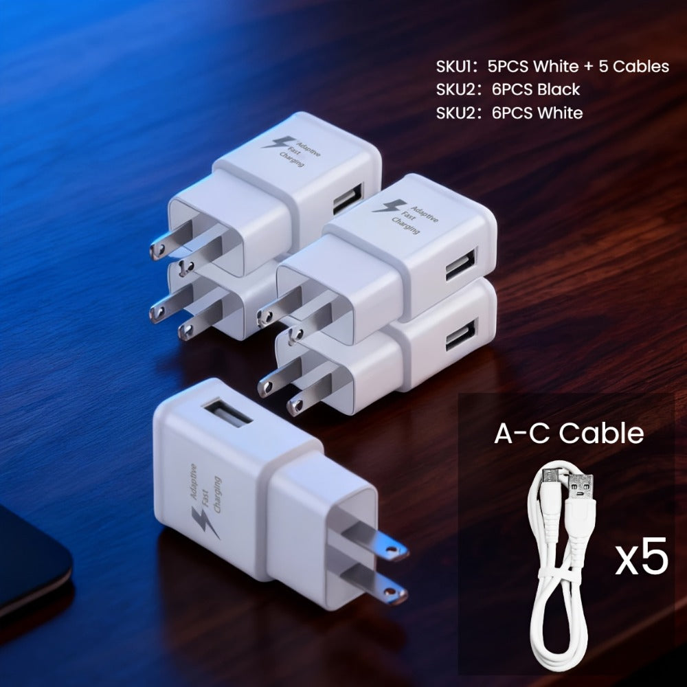 USB Wall Charger Compatible with Samsung Galaxy S25 S24 S23 S22 S21 S20 S10 S9 S8 S7 Note 10 - Adaptive 5V 2A Fast Charging