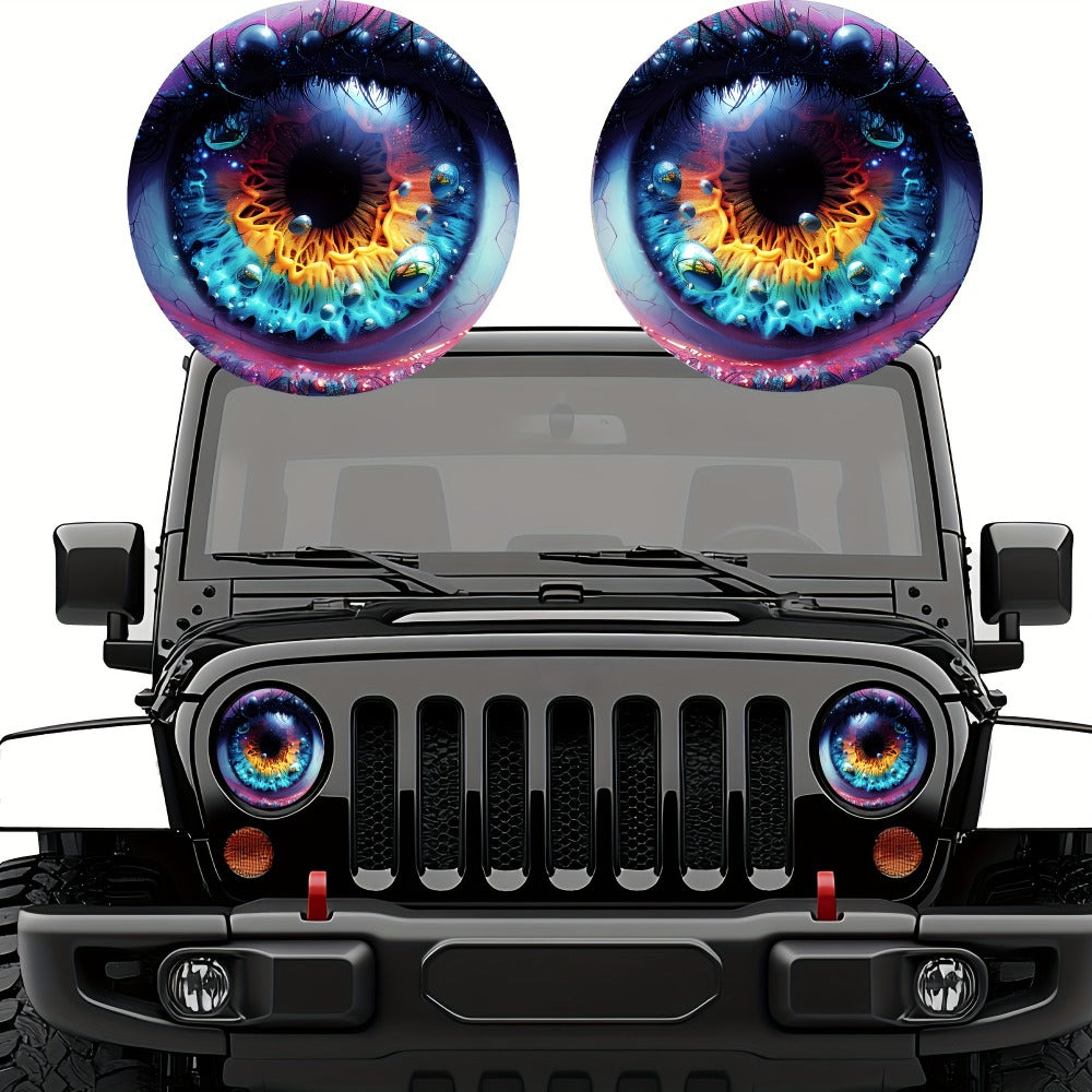 3D Beast Eye Headlight Stickers – Funny Car Headlight Decals for Jeep Round Headlights, Truck Body, Bumper & Window Decoration