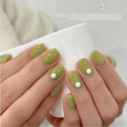 Gel Nail Polish Set with XEIJAYI Label, 6 Nude Pink Green and Glitter Colors, Shades 25 to 32