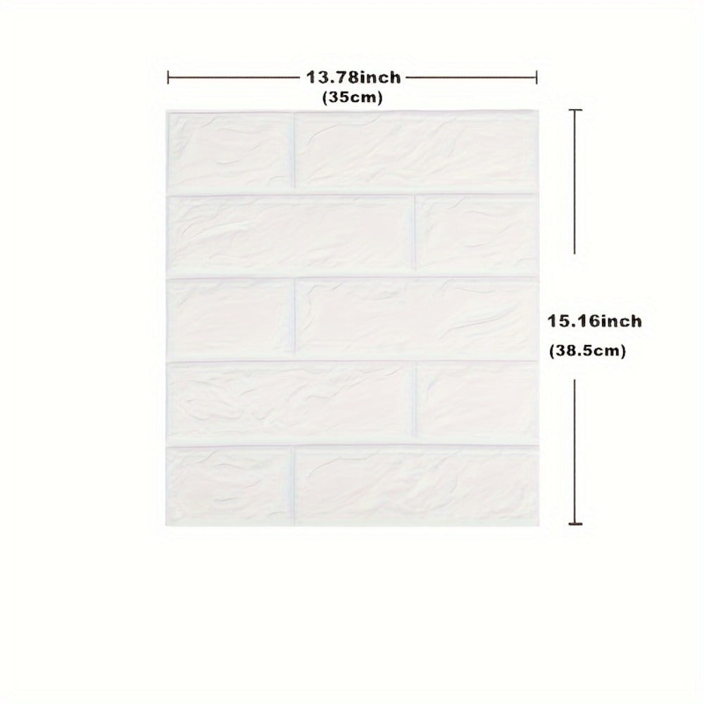 100-Piece 3D Foam Brick Wall Panel Set in Five Patterns with 13.78 x 15.16-Inch Self-Adhesive Tiles