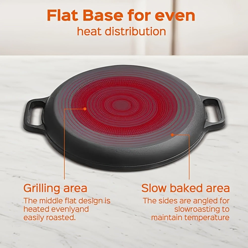 Cast Iron Frying Pan Non-Stick 11 Inch 28cm, Anti-Deformation Even Heating, Oven & Induction Safe Skillet for Pizza Barbecue & Camping