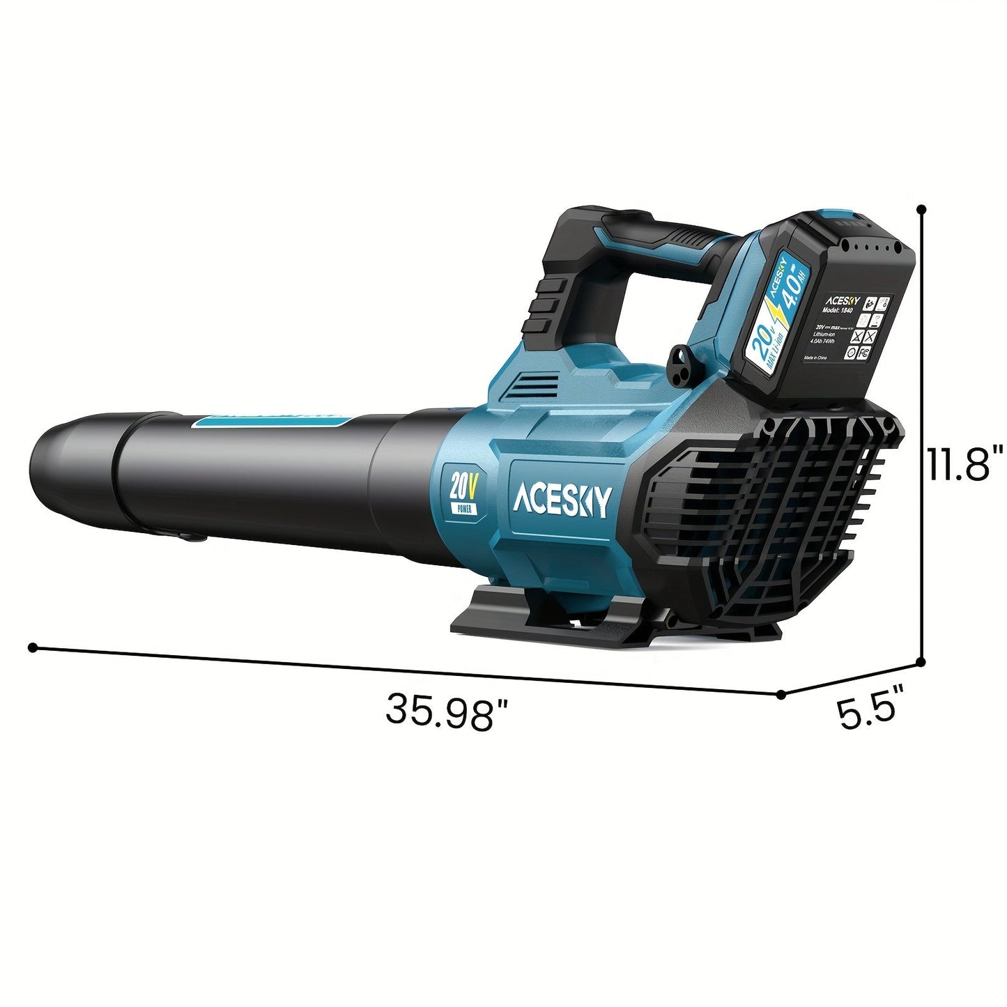 Cordless Leaf Blower 580CFM 160MPH, 2×4.0Ah Battery Powered, 3-Speed Adjustable for Garden, Patio and Yard Use