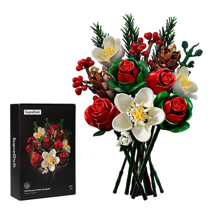 DIY Flower Bouquet Building Kit for Girls & Women – Rose & Lily Brick Set, Healing Series Desk Decoration, Buildable Artificial Flowers
