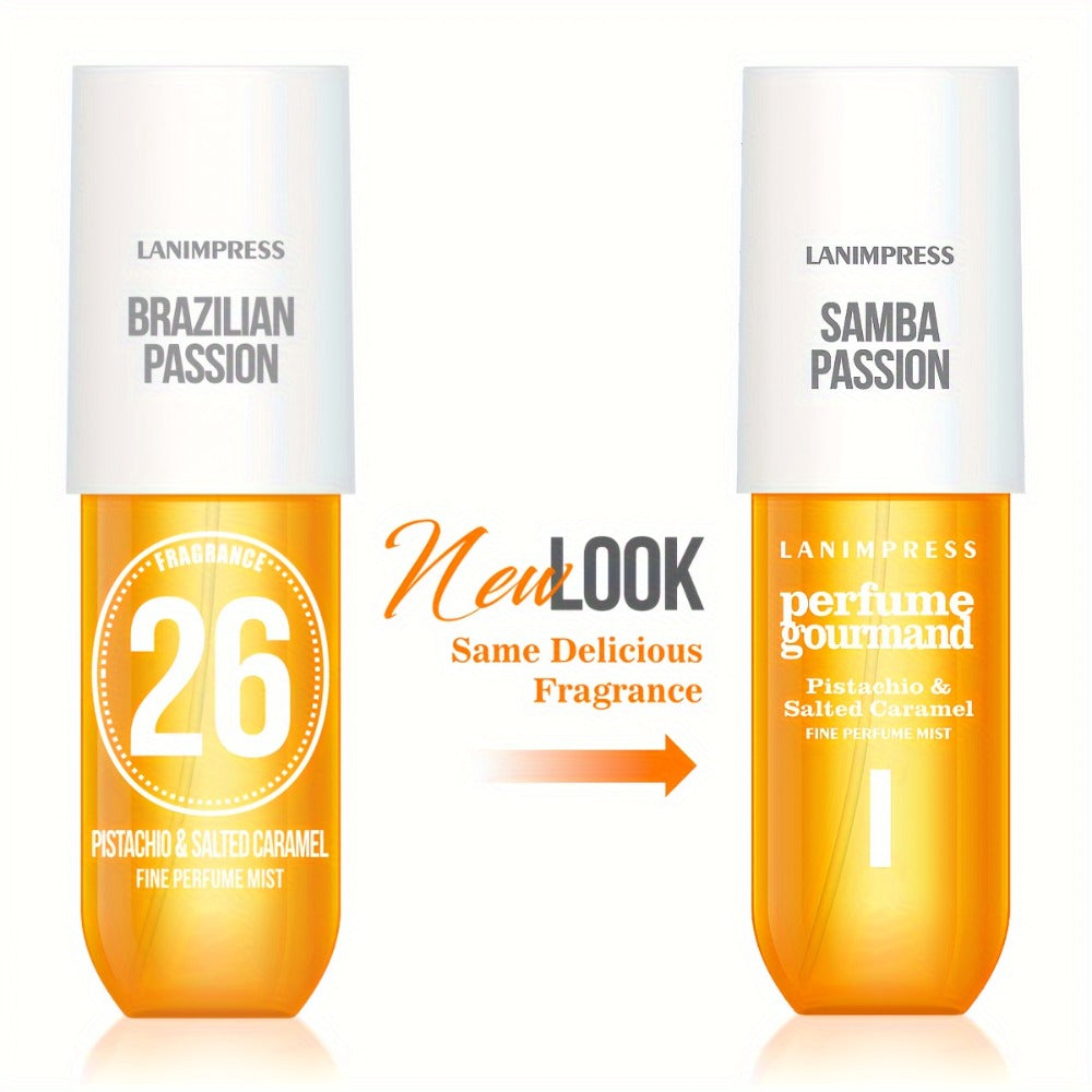 Hair & Body Perfume Mist for Women 3oz Samba Passion Gourmand Sweet Fragrance Spray Moisturizing Long Lasting Dual Use Fine Mist Travel Size