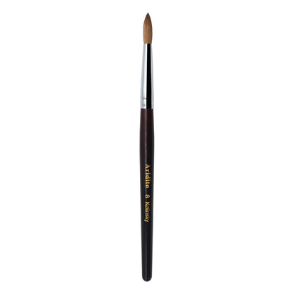 Kolinsky Acrylic Nail Brush Round Head Red Wine Wooden Handle – Professional Brush for Acrylic Extension Nail Art Sculpting & Manicure