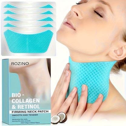 Bio Collagen Neck Lift Mask 5 Pack - & Gel Patches, Anti-Wrinkle, Neck Skincare Treatment for Entryways, Bedrooms and Living Spaces