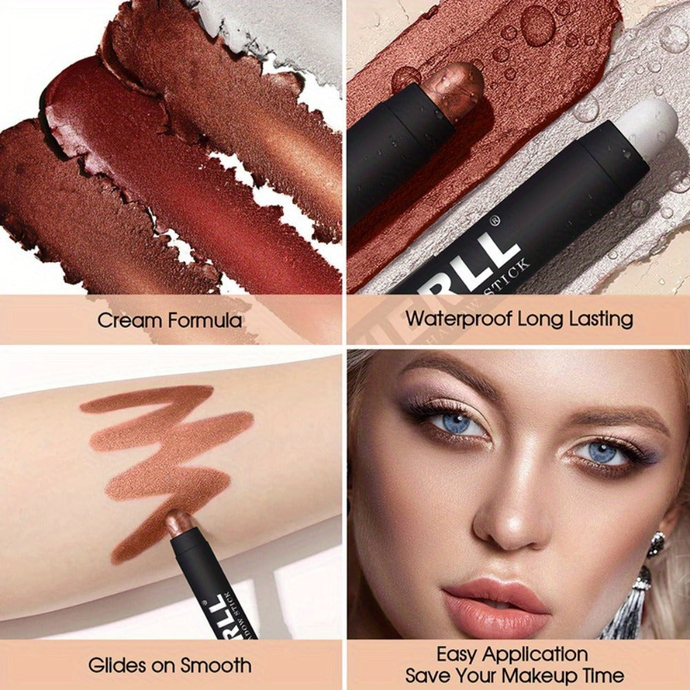 Waterproof Eyeshadow Stick Set 8 Piece, Shimmer, Pearlescent & Matte Eye Shadow Pencils, Creamy Blendable Formula