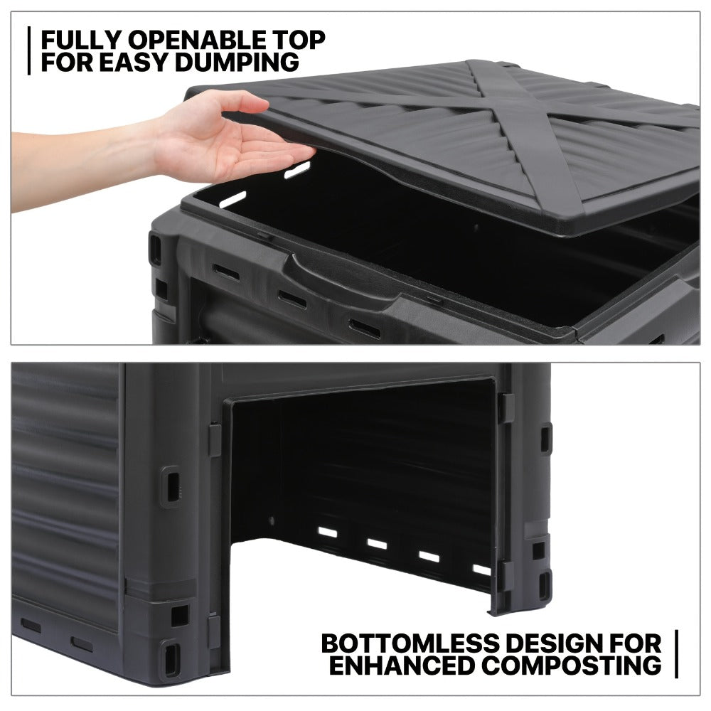 80 Gallon Large Compost Bin Outdoor Tumbler Rotating Dual Chamber Composter with Sliding Door for Garden Patio All-Season Fast Working