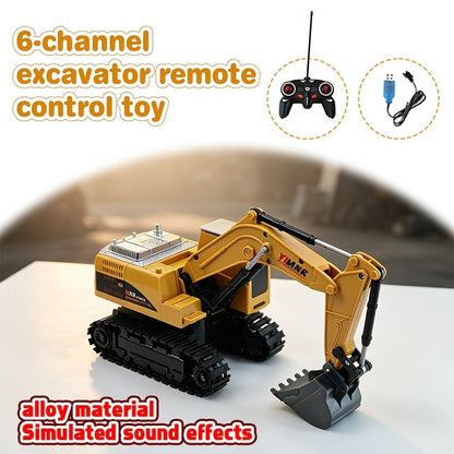Remote Control Excavator Loader Dump Truck Toy for Kids 2.4GHz Alloy RC Construction Vehicle with Light & Sound