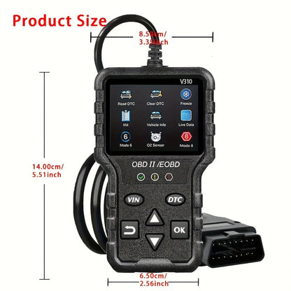 OBD2 Scanner Diagnostic Tool – Full OBD2 Engine Code Reader with Modes 6 & 8, USB Powered for All OBDII/EOBD Vehicles 1996+