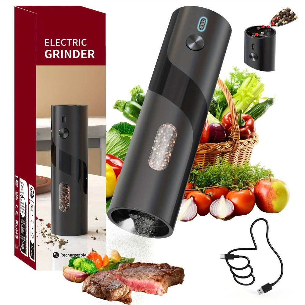 Electric Salt and Pepper Grinder Set with LED Light, Rechargeable Salt Pepper Mill, Adjustable Coarseness 3.72oz Large