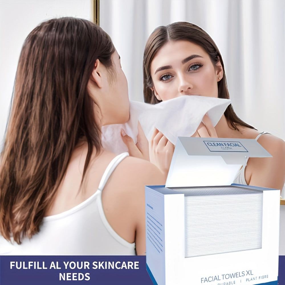 Disposable Facial Towels Extra Large Thick Dry Wet Cleansing Cotton Towel 40 Sheets Per Box for Entryways, Bedrooms and Living Spaces