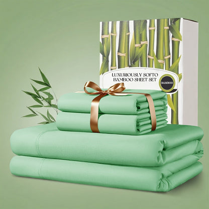 Sheet Set, Four-Piece 30% Lyocell and 70% Viscose Bedding with 18-to-24-Inch Fitted Pocket and Twelve Colors
