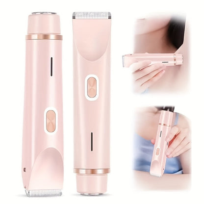 Bikini Trimmer Electric 2-in-1 Rechargeable Dual-Head Face Shaver for Women – Stainless Steel Blade USB Cordless Hair Remover for Bikini