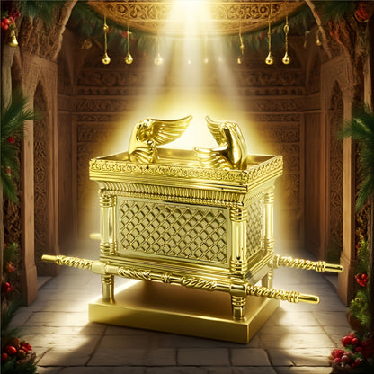 Ark of the Covenant Figurine – Golden Artisan Tabletop Statue, Spiritual Religious Decor for Home & Office, Hanukkah