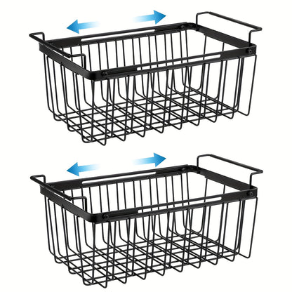 Freezer Organizer Bins, Expandable Chest Freezer Baskets with Hanging Handles – Adjustable Wire Basket 15.6" to 24.3"