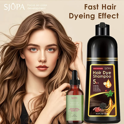 Hair Color Shampoo, SJOPA 5-in-1 16.9oz Bottle-and-Dropper Presentation with 12 Color Options